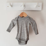 Grey Long Sleeved Baby Bodysuit